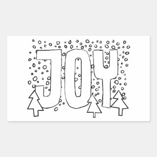 Joy Holiday Colour-It-Yourself Snowy Pine Rectangular Sticker