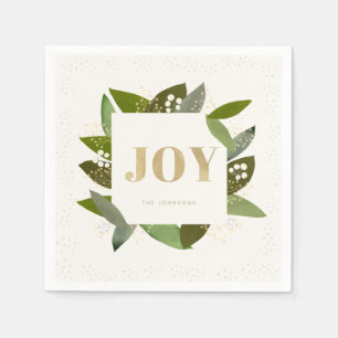 JOY Holiday Foliages Ivory White Paper Napkins