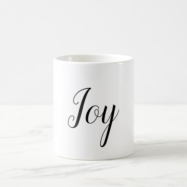 Joy Holiday Minimal White Elegant Text Coffee Mug (Center)