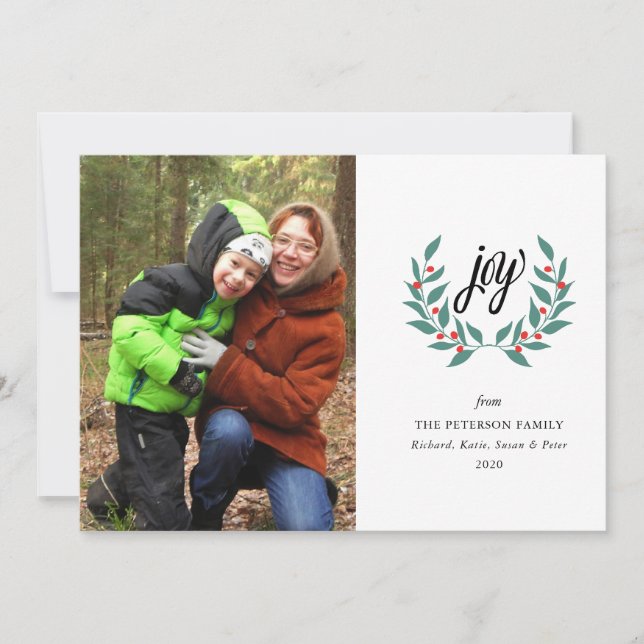 Joy Holiday Photo Card Greeting (Front)