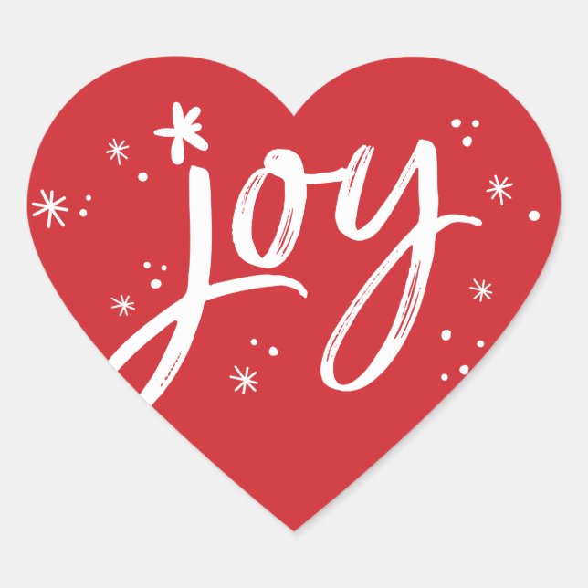 JOY HOLIDAY stylish simple modern fun red sparkles Heart Sticker (Front)