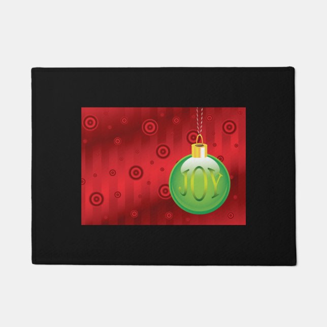 Joy Holiday Tree Ornament Design Christmas Doormat (Front)