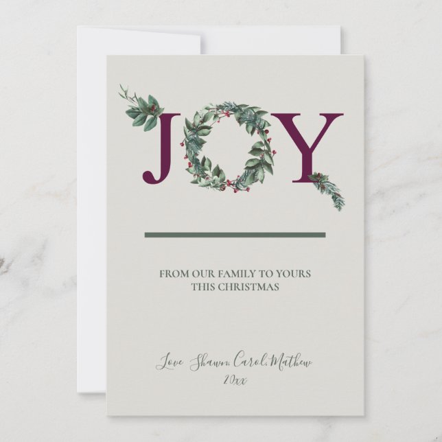Joy Holidays Greeting Card (Front)