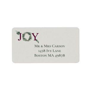 Joy Holidays Greeting Card Label