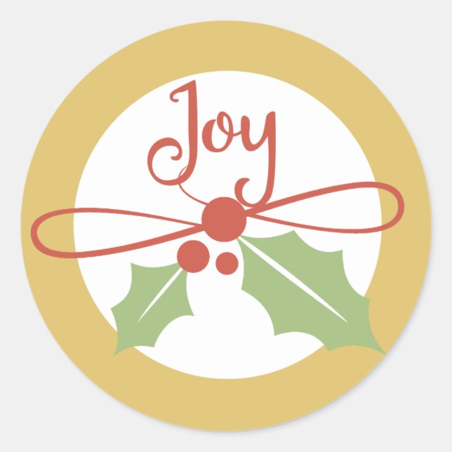 Joy Holly Gold and Red Christmas Stickers (Front)