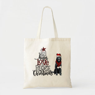 Joy Hope Love Peace Christmas Black German Shepher Tote Bag
