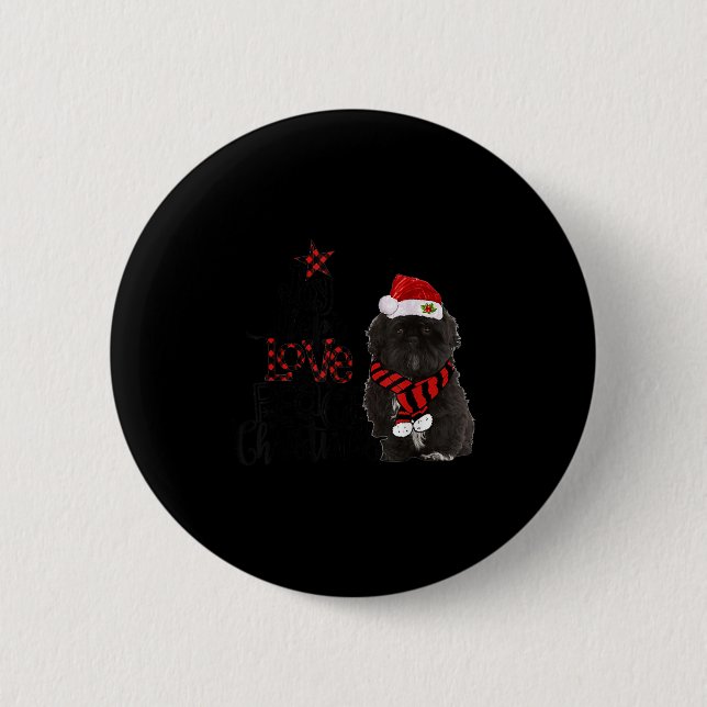 Joy Hope Love Peace Christmas Black Shih Tzus 2020 6 Cm Round Badge (Front)