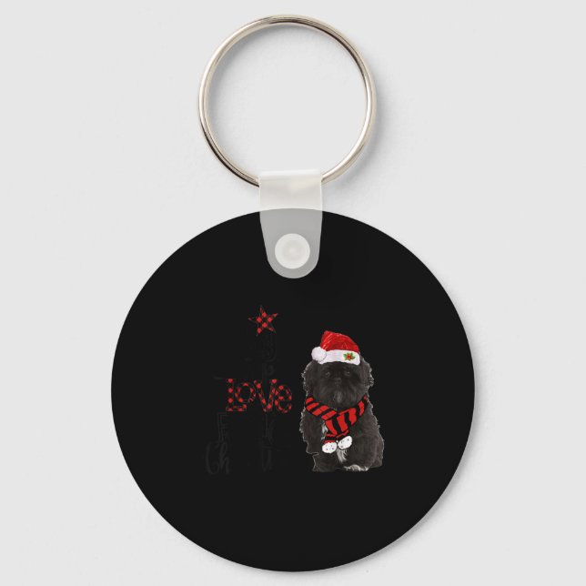 Joy Hope Love Peace Christmas Black Shih Tzus 2020 Key Ring (Front)