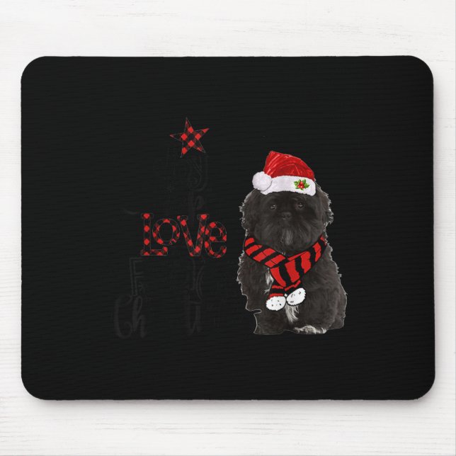 Joy Hope Love Peace Christmas Black Shih Tzus 2020 Mouse Mat (Front)