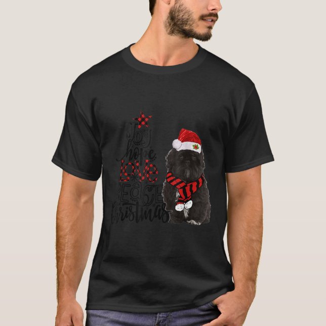 Joy Hope Love Peace Christmas Black Shih Tzus 2020 T-Shirt (Front)