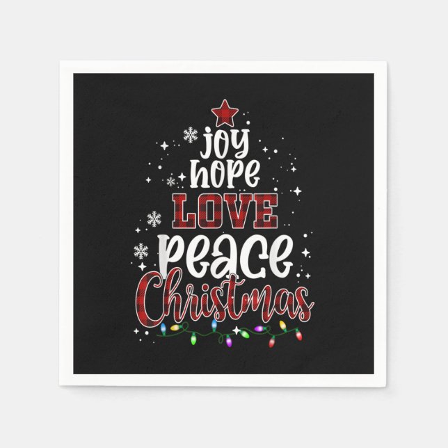 Joy Hope Love Peace Christmas Buffalo Plaid Christ Napkin (Front)