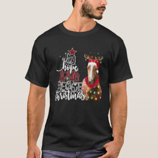 Joy Hope Love Peace Christmas Horse Santa Reideer  T-Shirt