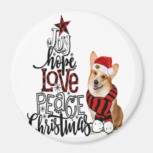 Joy Hope Love Peace Christmas Pembroke Welsh Corgi Magnet