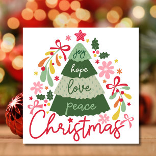 Joy hope love peace Christmas retro Holiday Card