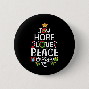 Joy Hope Love Peace Christmas Tree Family Xmas Men 6 Cm Round Badge