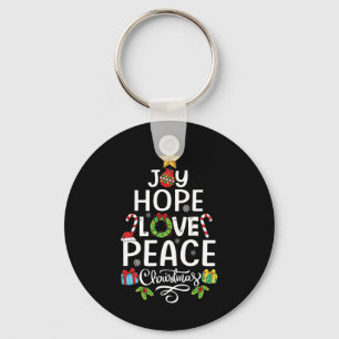 Joy Hope Love Peace Christmas Tree Family Xmas Men Key Ring