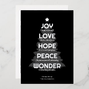 Joy Hope Love Peace Wonder Christian Christmas Foil Holiday Card