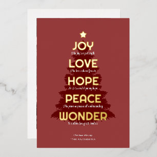Joy Hope Love Peace Wonder Christian Christmas Foil Holiday Card
