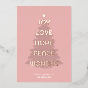Joy Hope Love Peace Wonder Christmas Foil Holiday Card