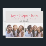 Joy Hope Love Two Photo Modern Red Holiday Card<br><div class="desc">Modern Red Joy Hope Love Merry Christmas Two Photo Holiday Card</div>