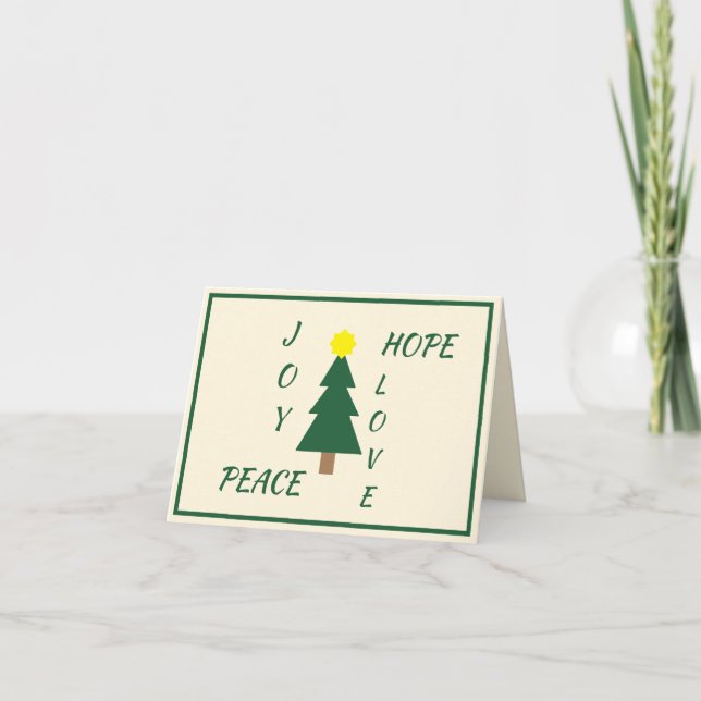 Joy Hope Peace Love Christmas Folded Holiday Card (Front)