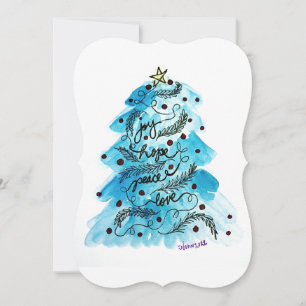Joy Hope Peace Love Tree Holiday Card