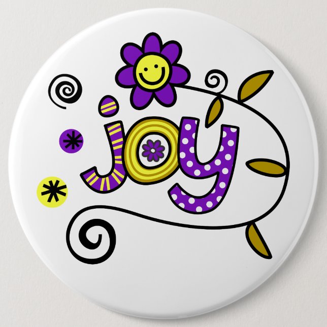 Joy I Doodles I Colossal 6x6 Button (Front)