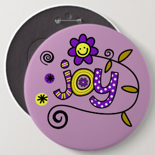 Joy I Doodles I Purple I 6x6 Button