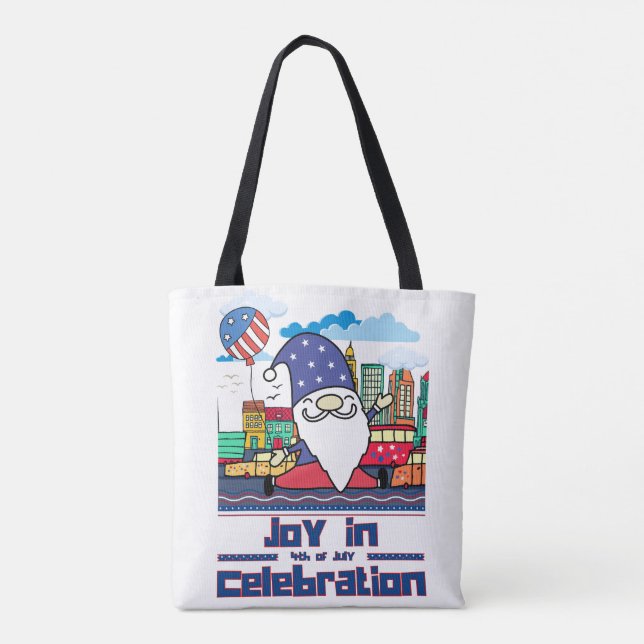 Joy in 4th of July Celebration Tote Bag (Back)