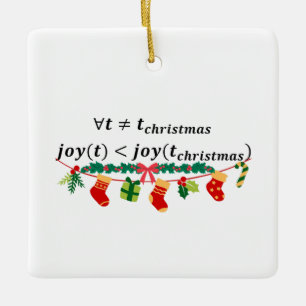 Joy in christmas is always greater, math christmas ceramic ornament