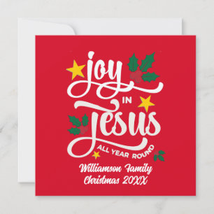 Joy in Jesus Christian Christmas Family Name Holiday Card