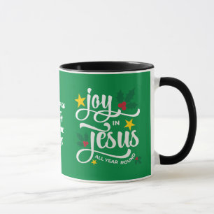 Joy in Jesus Christian Christmas Family Name  Mug