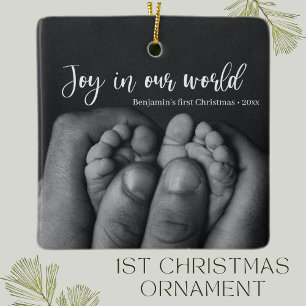 "Joy in our world" Baby's First Christmas Holiday Ceramic Ornament