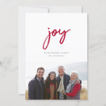 Joy In Red Holiday Photo Card