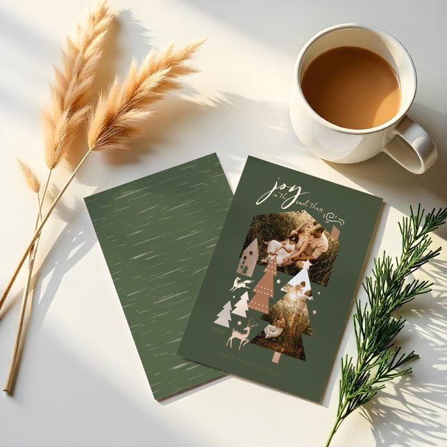 Joy In Simple Things Cosy Woodland Village 2 Photo Foil Holiday Card (Joy In Simple Things Cozy Woodland Village 2 Photo Foil Holiday Card)