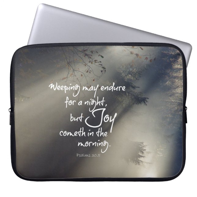 Joy in the Morning Bible Verse Laptop Sleeve (Front)