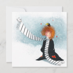 Joy in the Snow – Whimsical Winter Girl Invitation