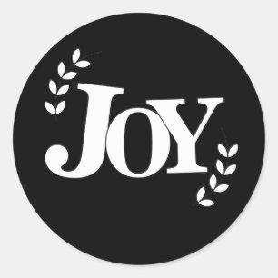 Joy in White Classic Round Sticker