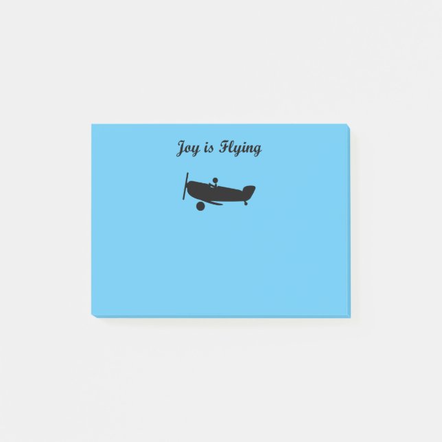 Joy is Flying Aeroplane Pilot Light-Monotone Post-it Notes (Front)
