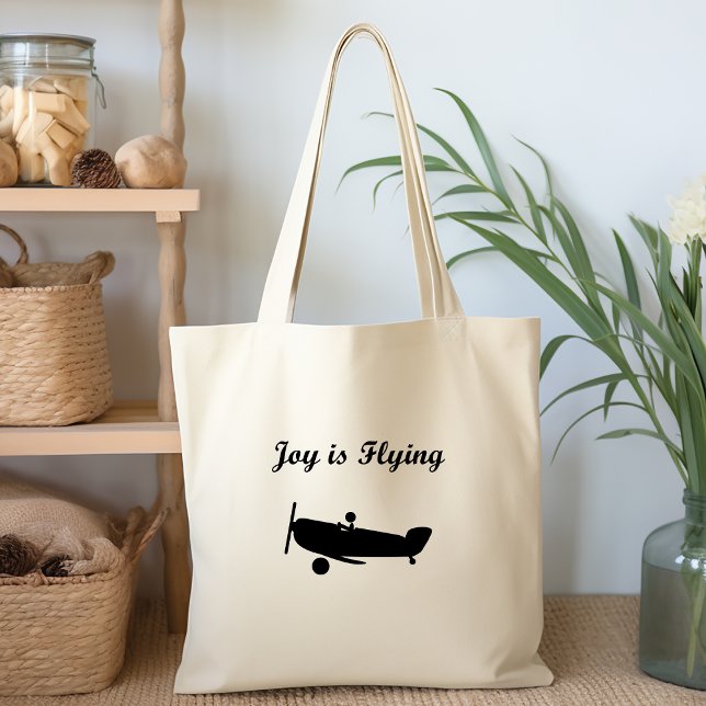 Joy is Flying Aeroplane Pilot Light-Monotone Tote Bag (Creator Uploaded)
