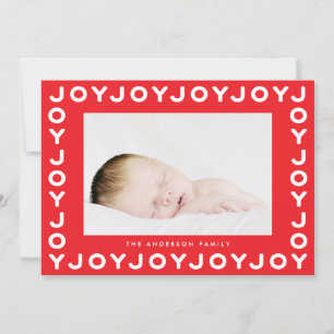 Joy Joy Joy Red Frame Holiday Christmas Photo Card