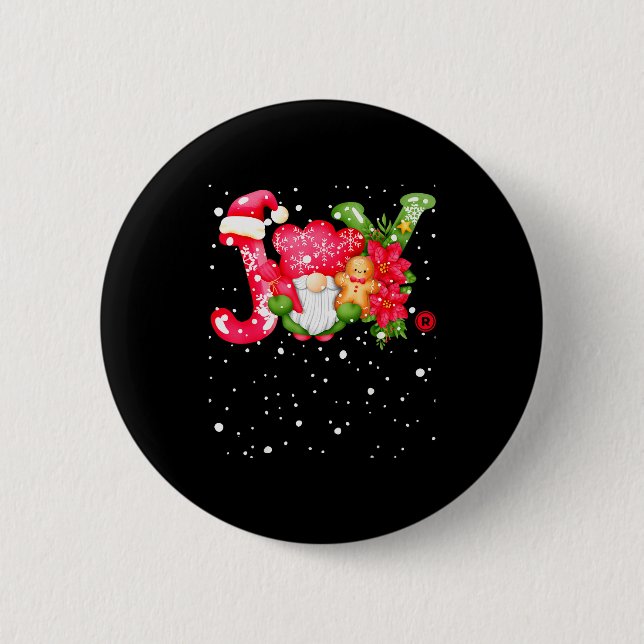 Joy - Joyful Gnome - Cute Christmas  6 Cm Round Badge (Front)