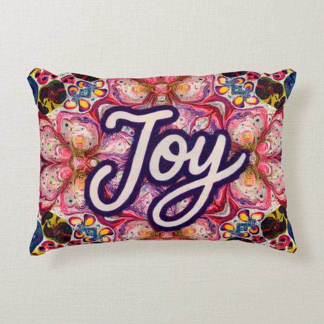 Joy Kaleidoscope Floral throw Pillow (Front)