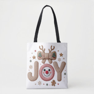 Joy Knitted Holiday Tote Bag