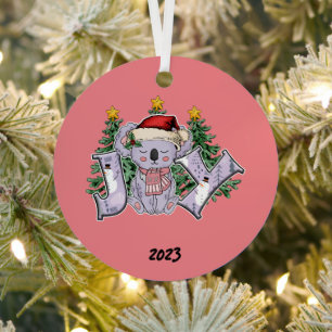 Joy Koloa Bear Christmas Metal Tree Decoration