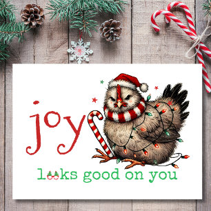 Joy Looks Good on You Grumpy Chicken Christmas Holiday Card