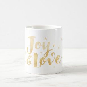 Joy & Love   Elegant Handwriting Holiday Stars Coffee Mug