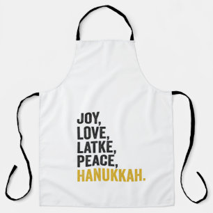 Joy Love Latkes Peace Hanukkah Funny Jewish Apron