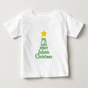 Joy, Love, Peace, Believe, Christmas Baby T-Shirt