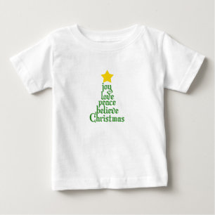Joy, Love, Peace, Believe, Christmas Baby T-Shirt